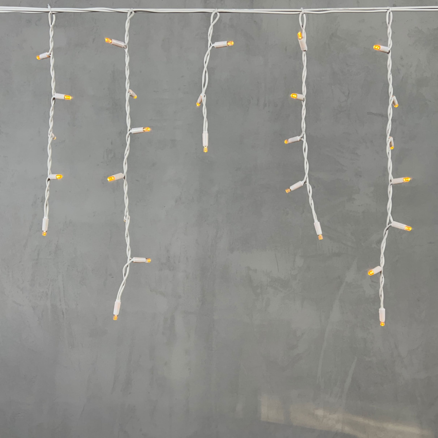 Гирлянда Бахрома 3,1 x 0,5 м Желтая 220В, 120 LED, Провод Белый Каучук, IP65