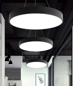Светильник круглый светодиодный подвесной HB0406  LED SMD 48W 3CCT 600mm  цвет: черный