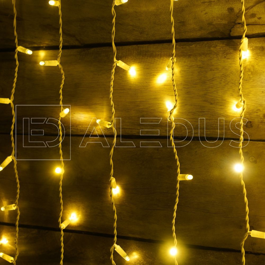 Занавес ALEDUS, 220 В, 2x1.5 м, белый провод, ПВХ, теплый белый, без мерцания