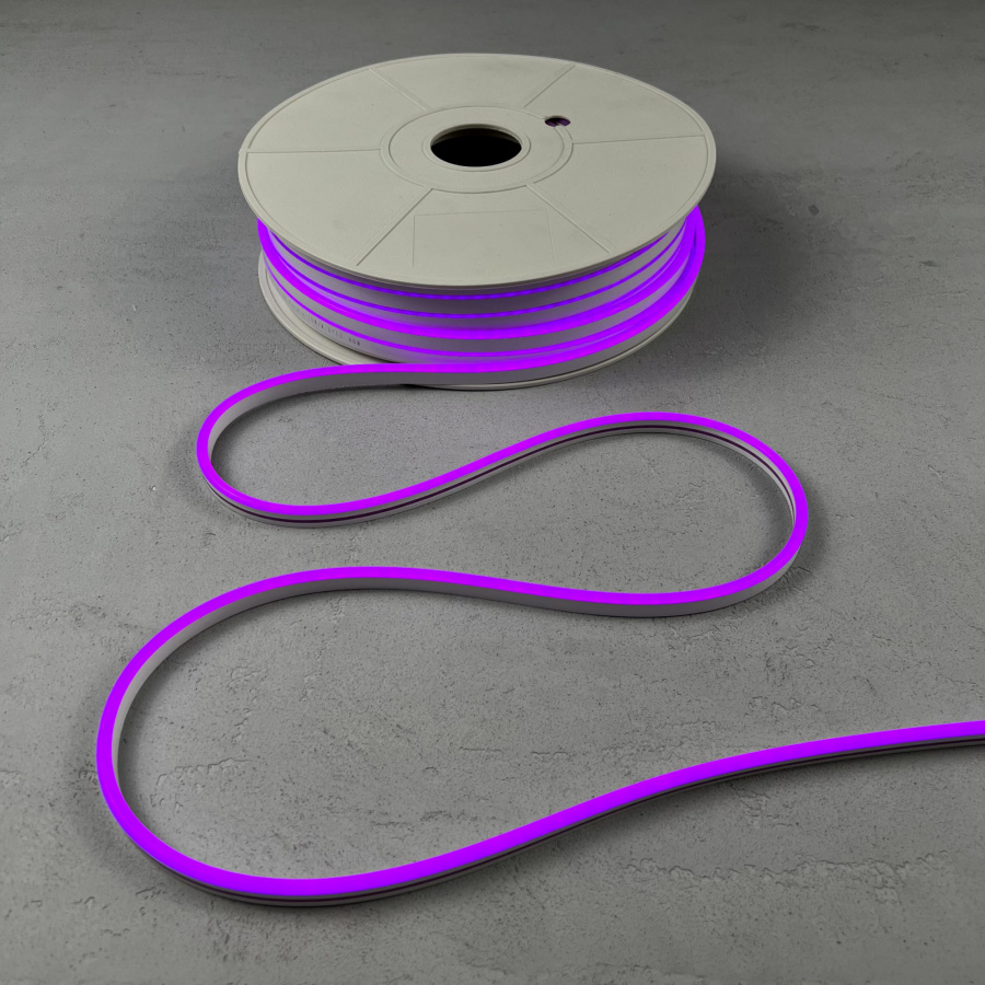 Односторонний Гибкий Неон 6х12мм Фиолетовый 12В, IP65
