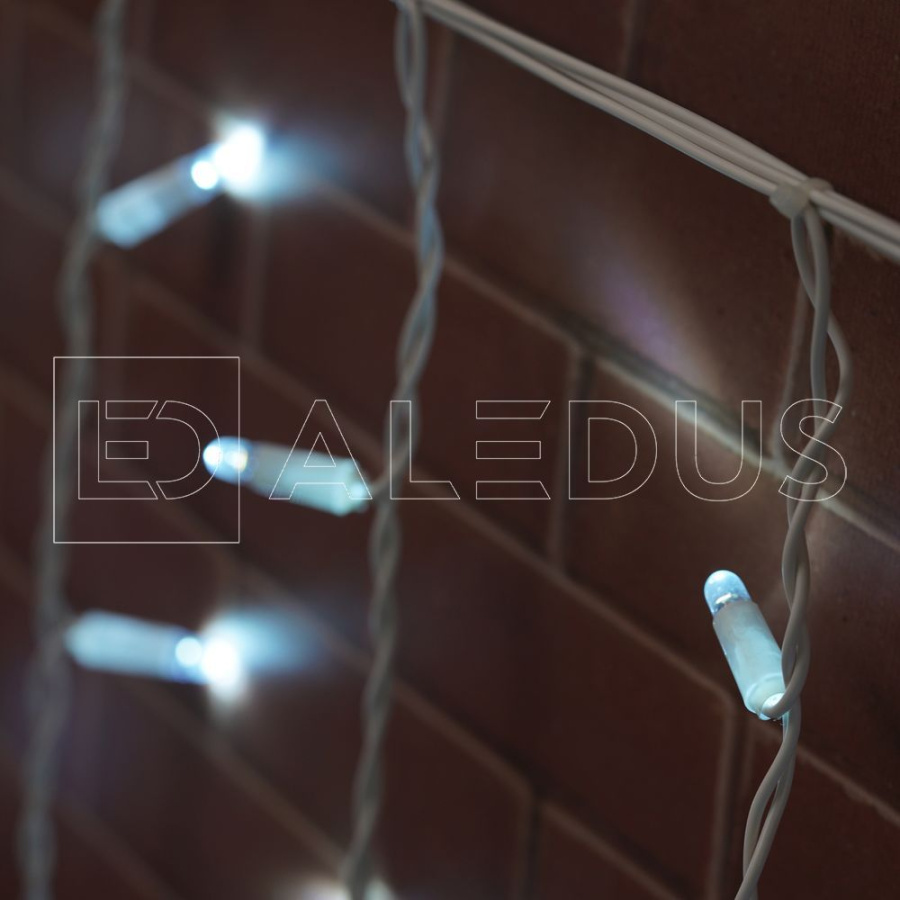 Бахрома (Айсикл) ALEDUS, 220 В, 3x0.9 м, IP65, белый провод, белый, без мерцания, 144 светодиода