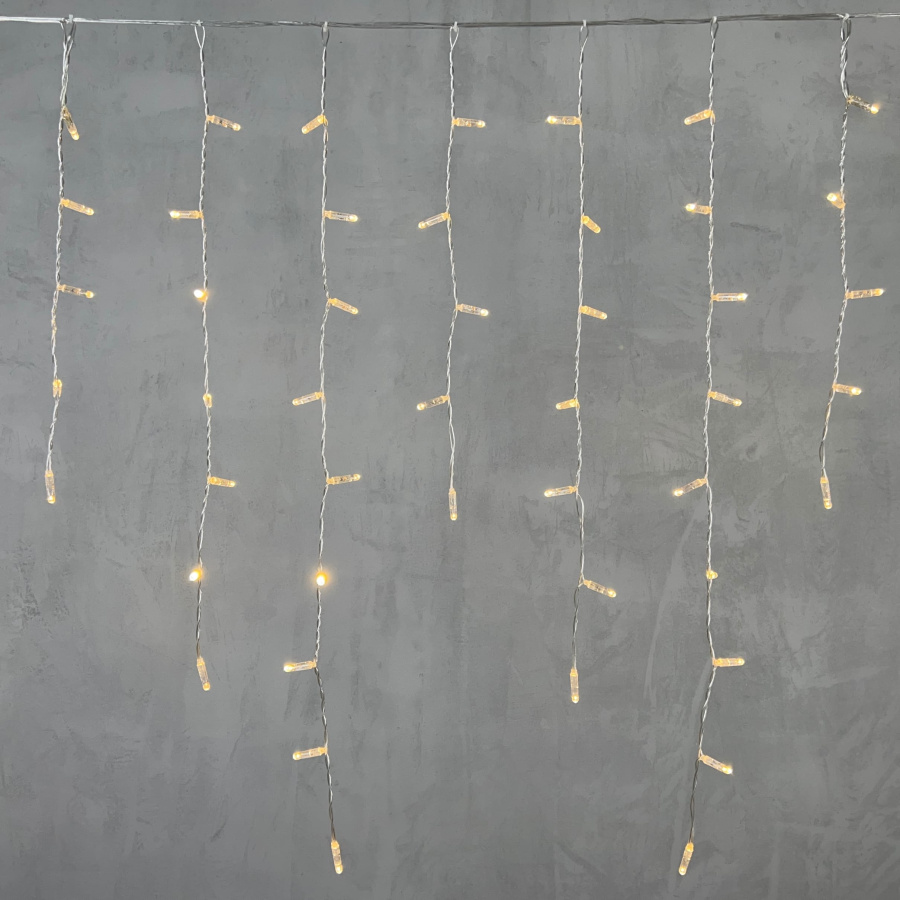 Гирлянда Бахрома с Колпачком 3,2 x 0,9 м Тепло-Белая 220В, 168 LED, Провод Прозрачный ПВХ, IP65