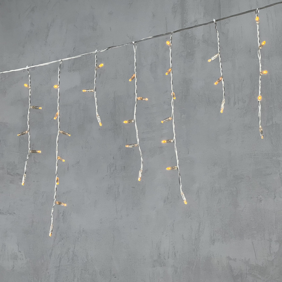 Гирлянда Бахрома с Колпачком 3,1 x 0,5 м Желтая 220В, 120 LED, Провод Прозрачный ПВХ, IP65
