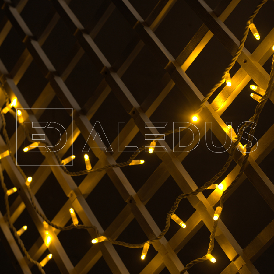 Гирлянда (Нить) ALEDUS, 220 В, 10 м, белый провод, резина, теплый белый, без мерцания