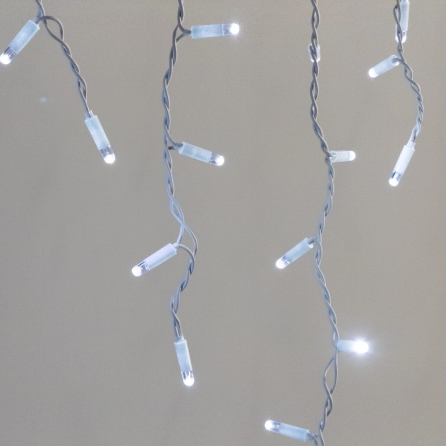 Гирлянда Бахрома 3,1 x 0,5 м Белая 220В, 120 LED, Провод Белый Каучук 2,3мм, IP65