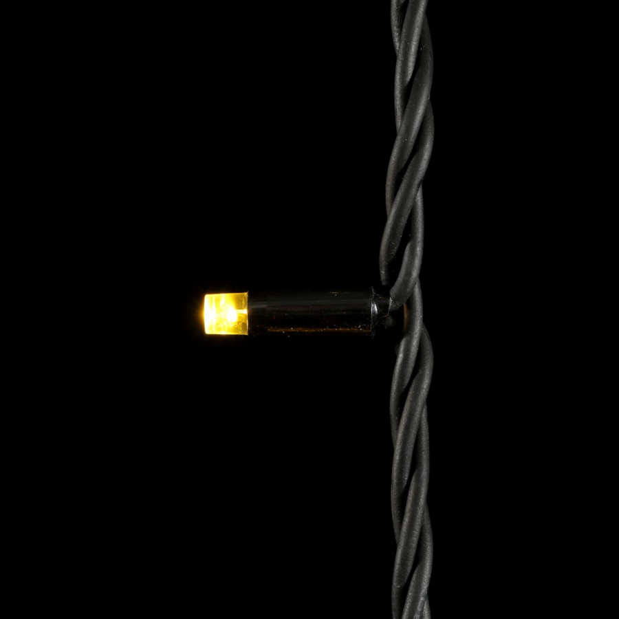 Гирлянда Нить 10м Тепло-Белая 24В, 75 LED, Провод Черный Каучук, IP65