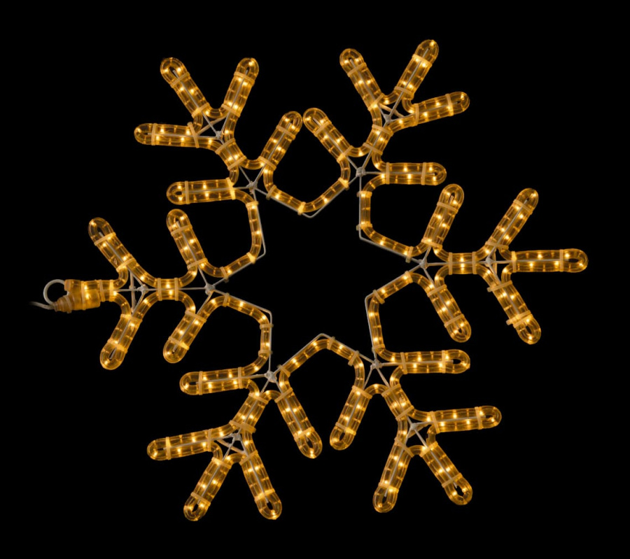 Светодиодная Снежинка "Путеводная Звезда" Ø0,5м Тепло-Белая, Дюралайт на Металлическом Каркасе, IP54