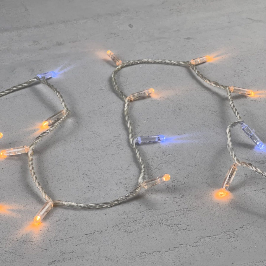 Гирлянда Нить с Колпачком 10м Экстра Тепло-Белая с Мерцанием Белого Диода 220В, 100 LED, Провод Прозрачный ПВХ, IP65