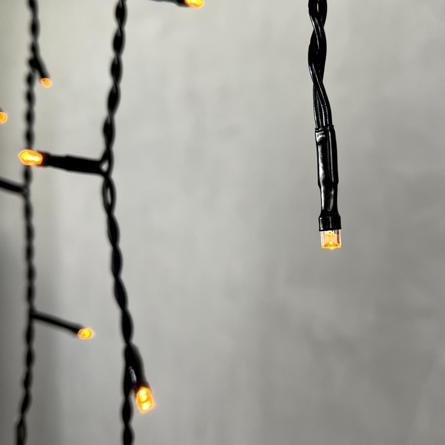 Гирлянда Бахрома 3,1 x 0,5 м Желтая 220В, 150 LED, Провод Черный ПВХ, IP54