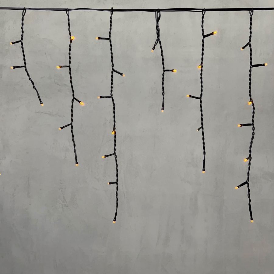 Гирлянда Бахрома 4,9 x 0,5 м Желтая 220В, 240 LED, Провод Черный ПВХ, IP54