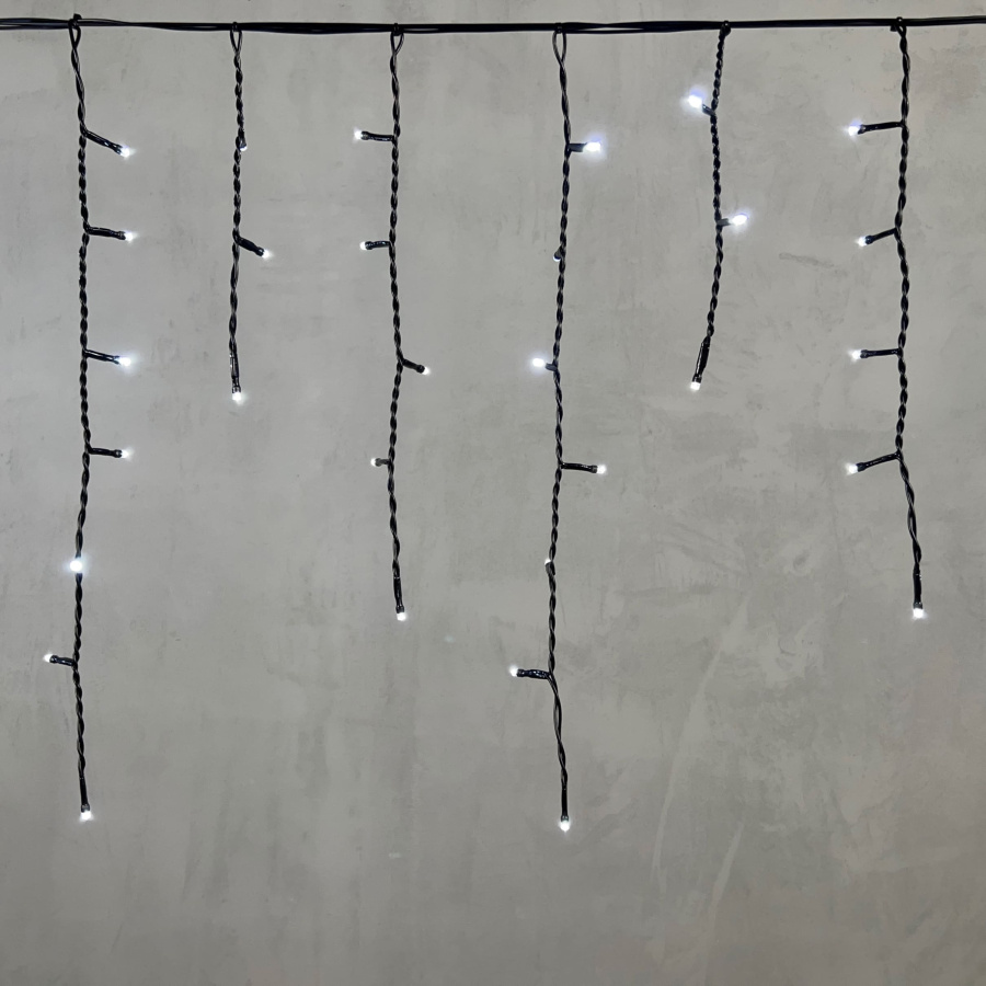 Гирлянда Бахрома 3,1 x 0,5 м Белая 24В, 150 LED, Провод Черный ПВХ, IP54