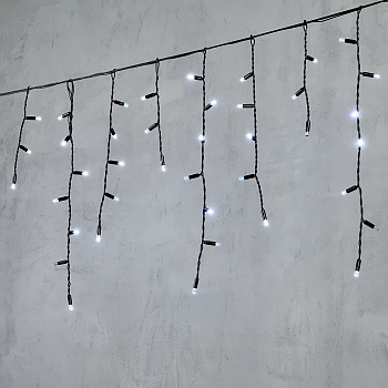 Гирлянда Бахрома с Колпачком 3,1 x 0,5 м Белая с Мерцанием Белого Диода 220В, 120 LED, Провод Черный ПВХ, IP65