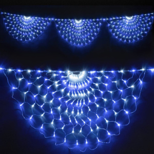 Светодиодная Сеть Радужная 3 x 0,5 м Бело-Синяя, 384 LED, Провод Прозрачный Силикон, IP65