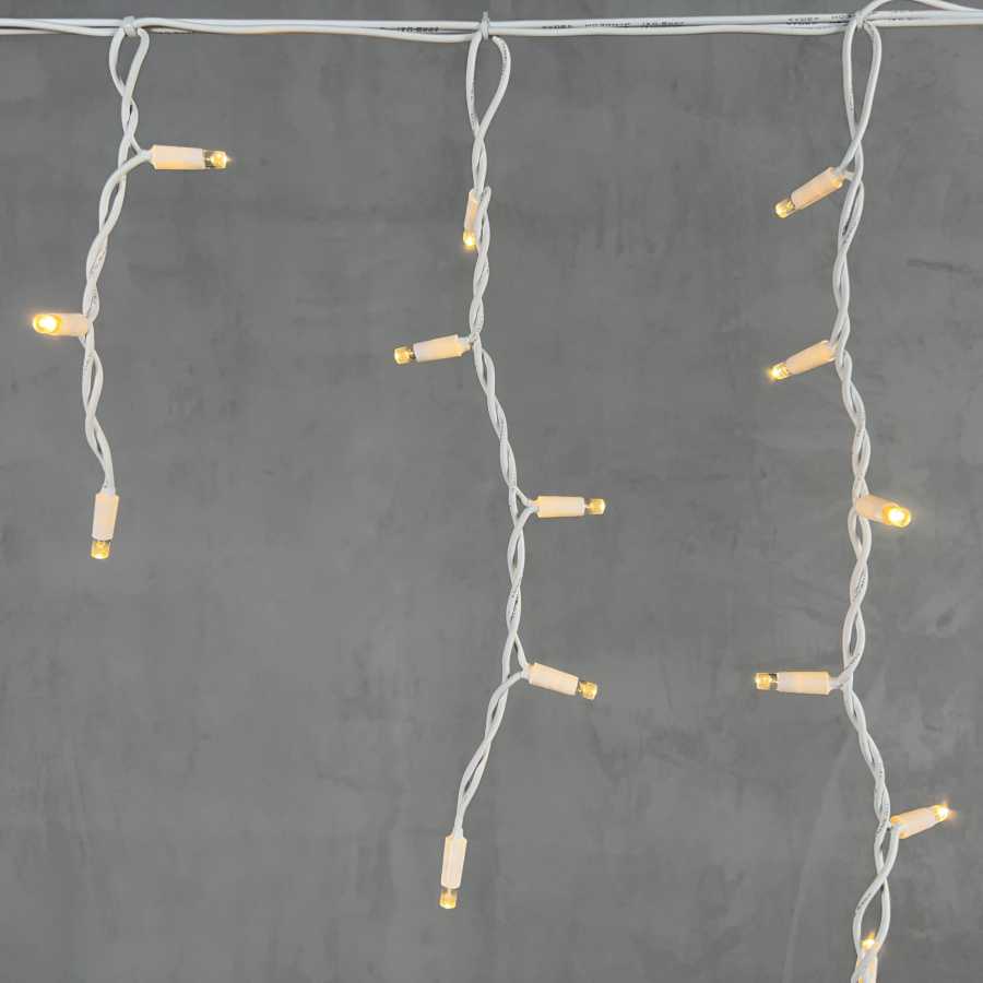 Гирлянда Бахрома 3,1 x 0,5 м Тепло-Белая 220В, 120 LED, Провод Белый Каучук, IP65