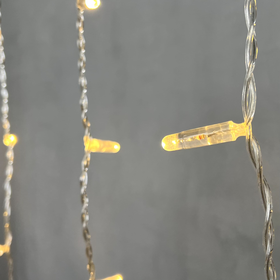 Гирлянда Бахрома с Колпачком 3,2 x 0,9 м Тепло-Белая 220В, 168 LED, Провод Прозрачный ПВХ, IP65