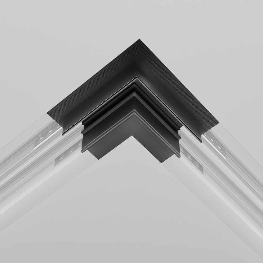 Коннектор угловой Exility встраиваемый под ГКЛ 12,5мм, черный, для встраиваемой трековой системы Technical TRA034CL-42.12B