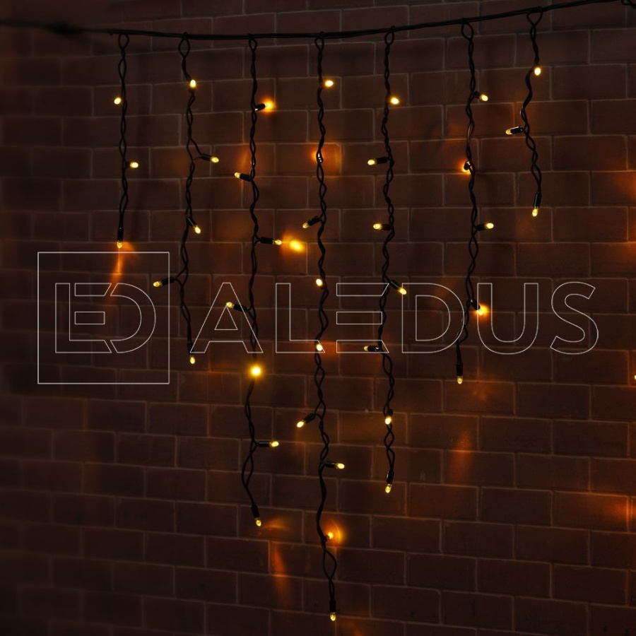 Бахрома (Айсикл) ALEDUS, 220 В, 3x0.9 м, черный провод, резина, теплый белый, без мерцания