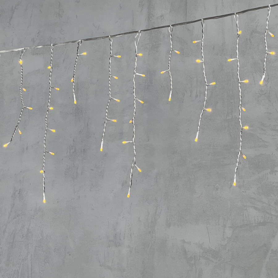 Гирлянда Бахрома 3 x 0,5 м Желтая 220В, 150 LED, Провод Прозрачный Силикон, IP65