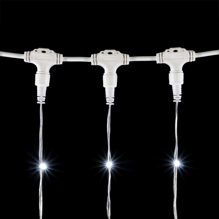 Гирлянда Занавес 2 x 3 м Белый с Мерцанием Белого Диода 220В, 600 LED, Провод Прозрачный ПВХ, IP54