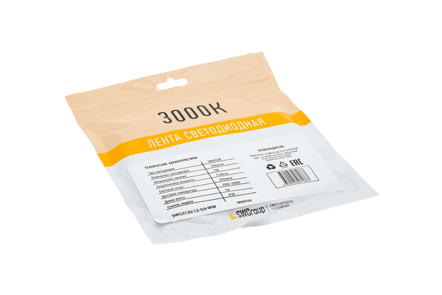 Лента светодиодная SWG SWG3120, 12В, IP20, теплый белый