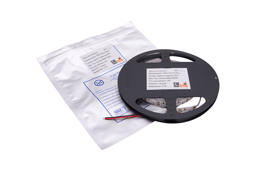Лента светодиодная SWG SWG4240x2, 24 Вт/м, 12В, IP20, холодный белый
