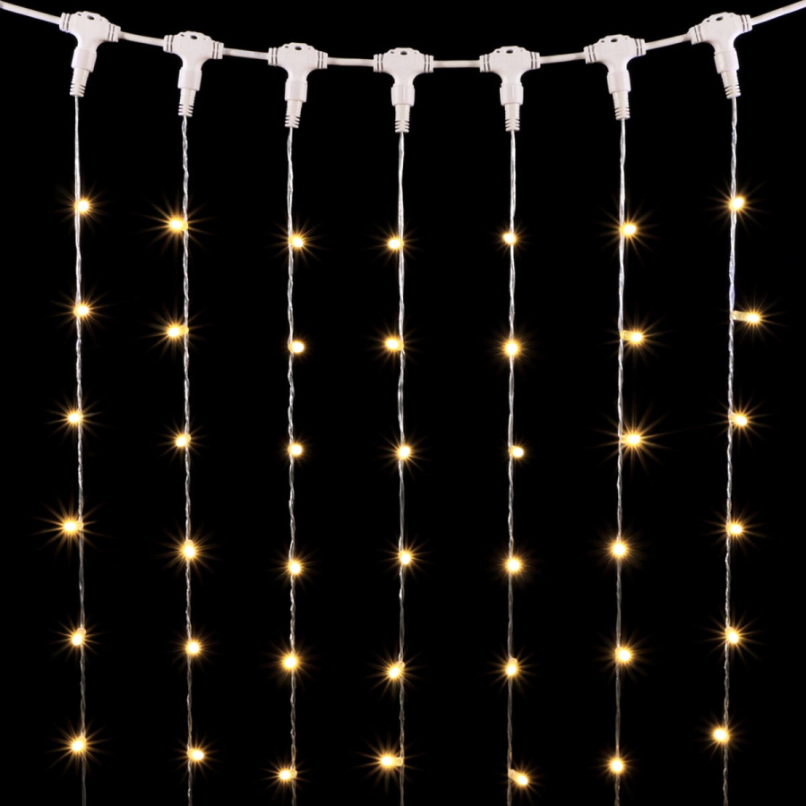 Гирлянда Занавес с Колпачком 2 x 3 м Тепло-Белый 220В, 600 LED, Провод Прозрачный ПВХ, IP65