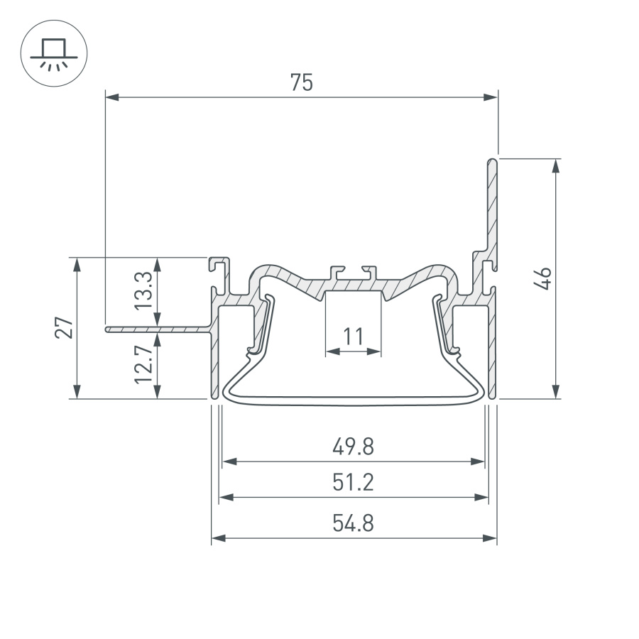 Профиль FOLED-50-WALL-2000 (Arlight, Алюминий)