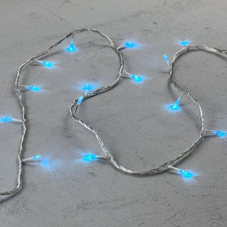 Гирлянда Нить 20м Небесно-Голубая с Возможностью Управления 24В, 200 LED, Провод Прозрачный Силикон, IP65