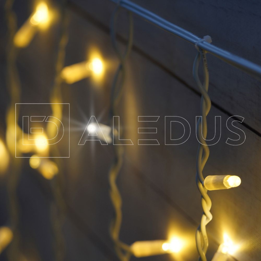 Бахрома (Айсикл) ALEDUS, 220 В, 3x0.9 м, белый провод, резина, теплый белый, с мерцанием