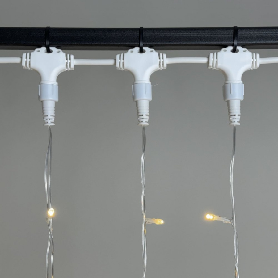 Гирлянда Занавес 2 x 2 м Тепло-Белый 220В, 400 LED, Провод Прозрачный ПВХ, IP54