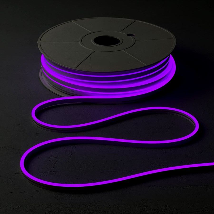 Односторонний Гибкий Неон 8х16мм Фиолетовый 12В, IP65