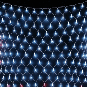 Светодиодная Сеть 2 x 2 м Разноцветная с Контроллером 220В, 400 LED, Провод Белый Каучук, IP65