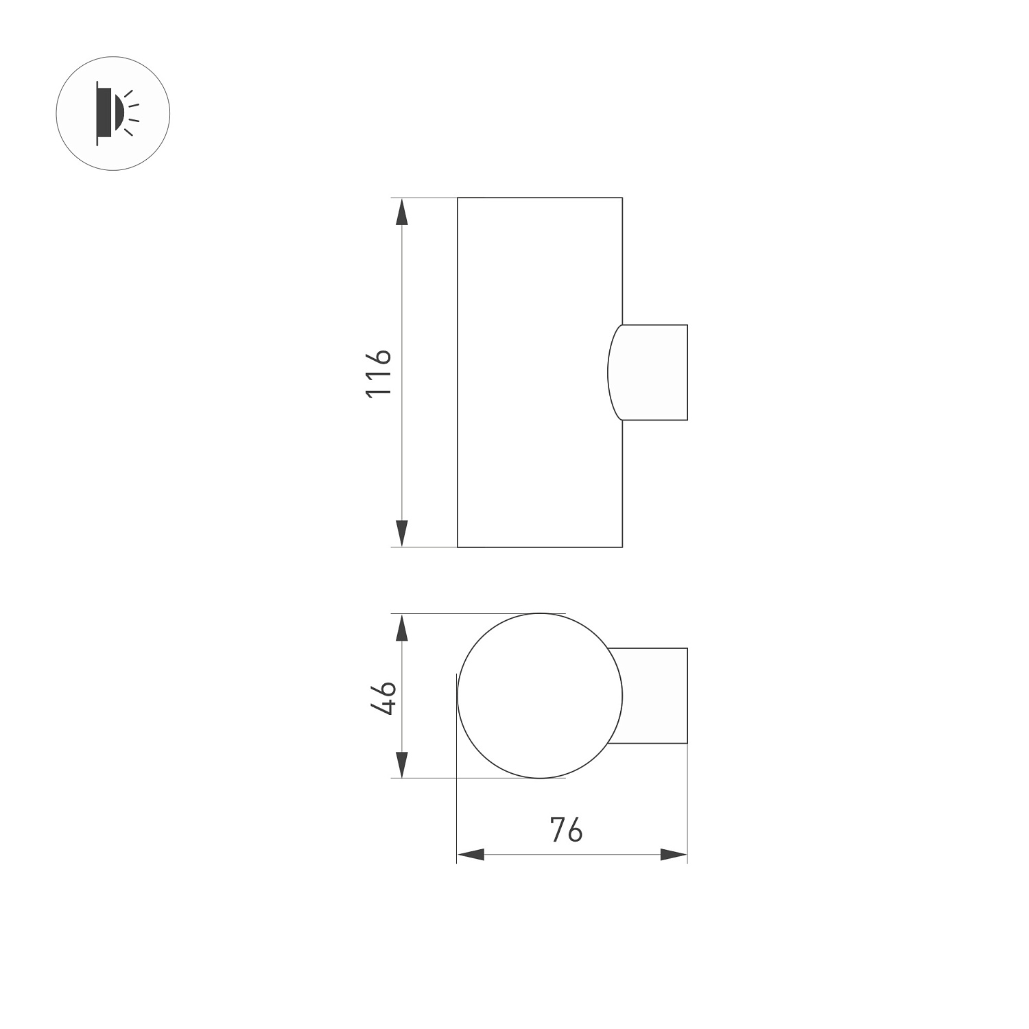 Светильник LGD-RAY-WALL-TWIN-R46-2x3W Warm3000 (GR, 24 deg, 230V) (Arlight, IP65 Металл, 3 года)