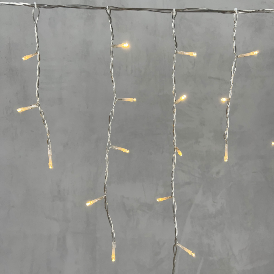 Гирлянда Бахрома 3,1 x 0,5 м Тепло-Белая 24В, 150 LED, Провод Прозрачный ПВХ, IP54