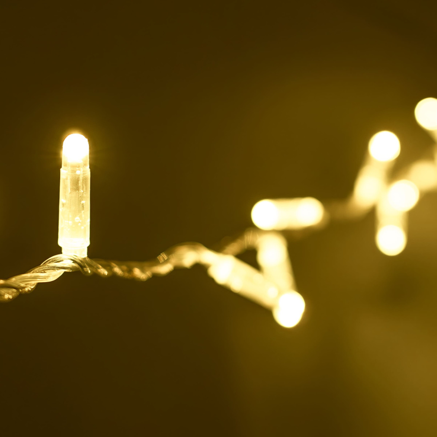 Гирлянда Нить с Колпачком 10м Шампань 24В, 100 LED, Провод Прозрачный ПВХ, IP65