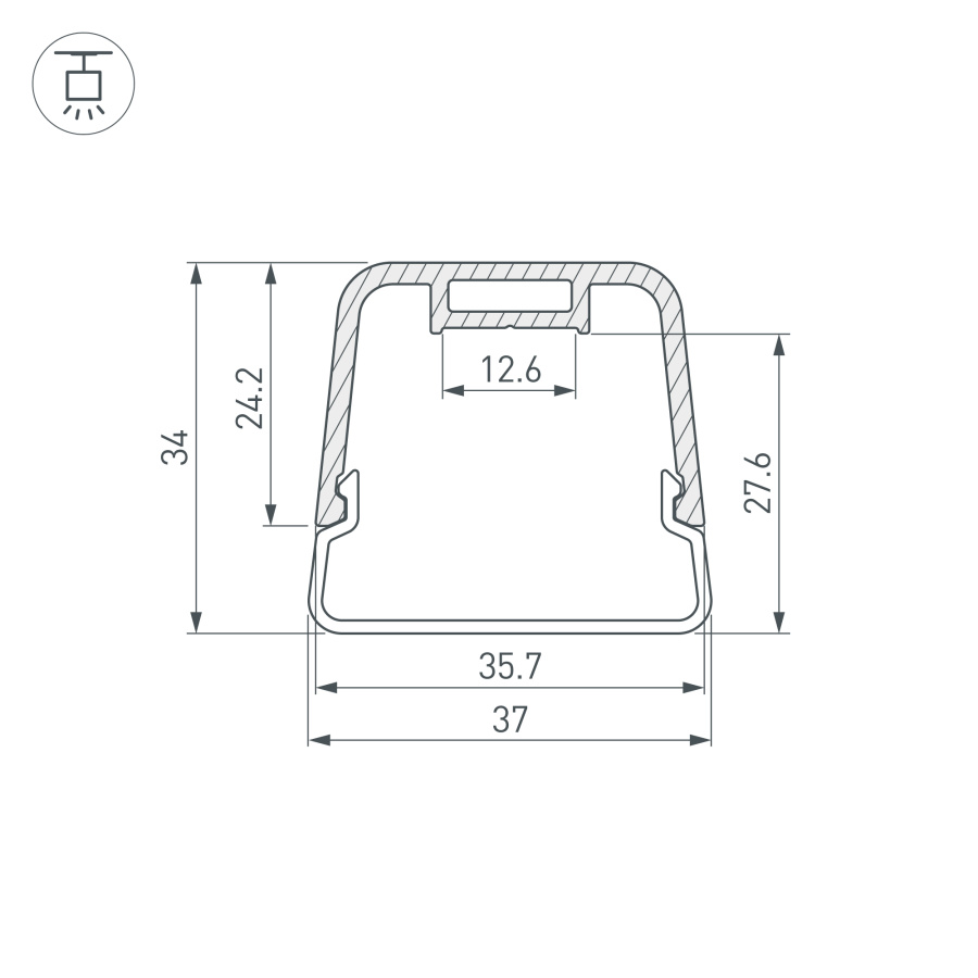 Профиль с экраном LINE-D-3734-2000 TETRA BLACK+OPAL (Arlight, Алюминий)