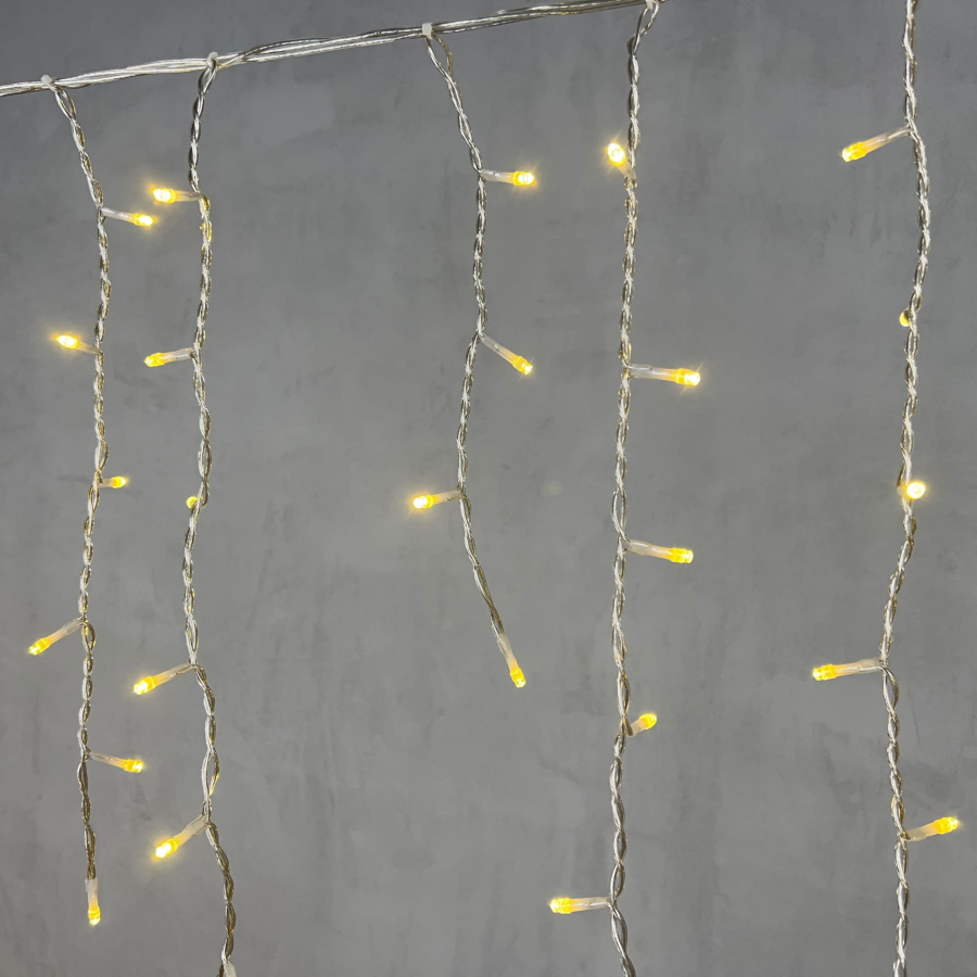 Гирлянда Бахрома 5 x 0,9 м Шампань 220В, 348 LED, Провод Прозрачный Силикон, IP65