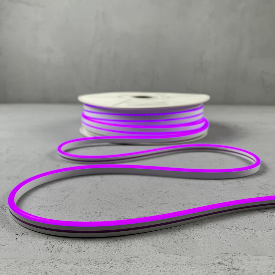 Односторонний Гибкий Неон 6х12мм Фиолетовый 12В, IP65