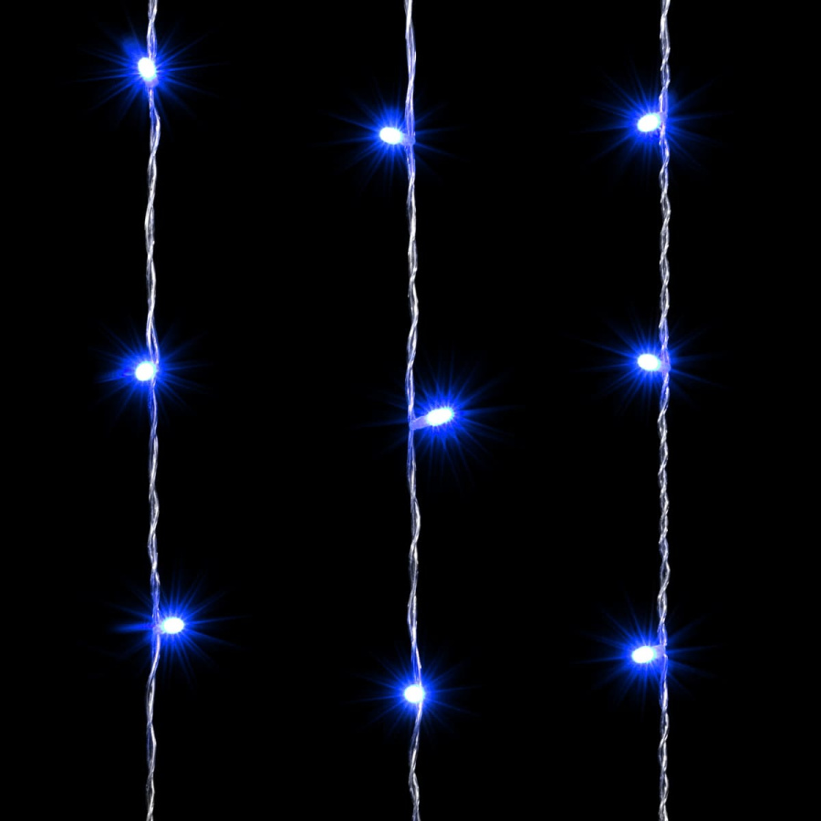 Гирлянда Занавес Облегченный 2 x 2 м Синий 220В, 400 LED, Провод Прозрачный ПВХ, IP54