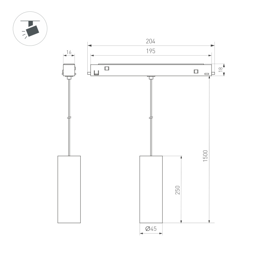 Светильник MAG-ORIENT-SPOT-HANG-R45-12W Day4000 (WH, 24 deg, 48V) (Arlight, IP20 Металл, 5 лет)