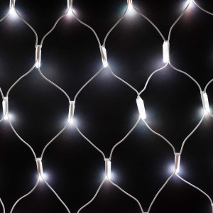 Светодиодная Сеть 2 x 2 м Разноцветная с Контроллером 220В, 400 LED, Провод Белый Каучук, IP65