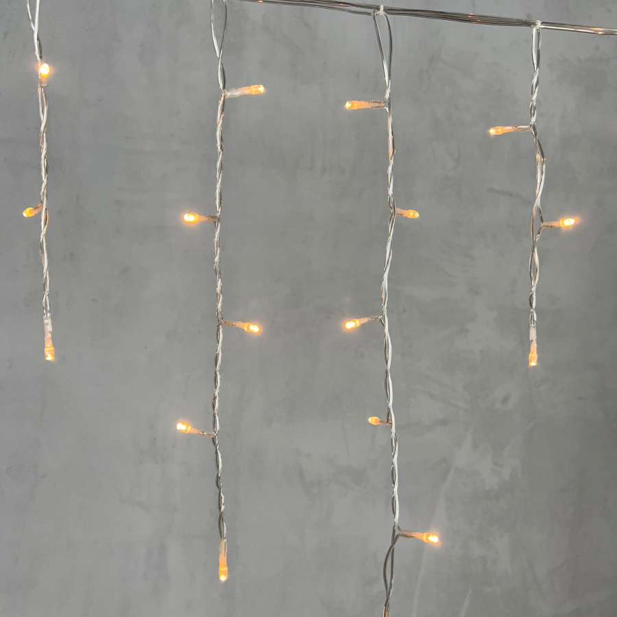 Гирлянда Бахрома 3,1 x 0,5 м Экстра Тепло-Белая 220В, 150 LED, Провод Прозрачный ПВХ, IP54