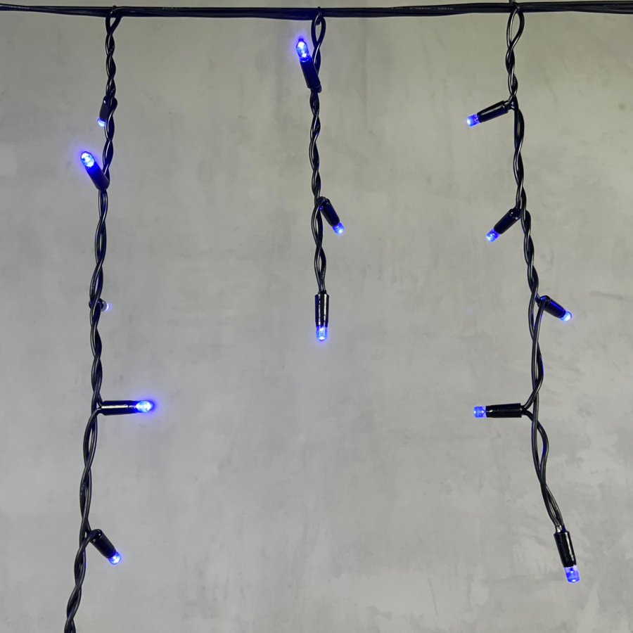 Гирлянда Бахрома 3,1 x 0,5 м Синяя 220В, 120 LED, Провод Черный Каучук, IP65