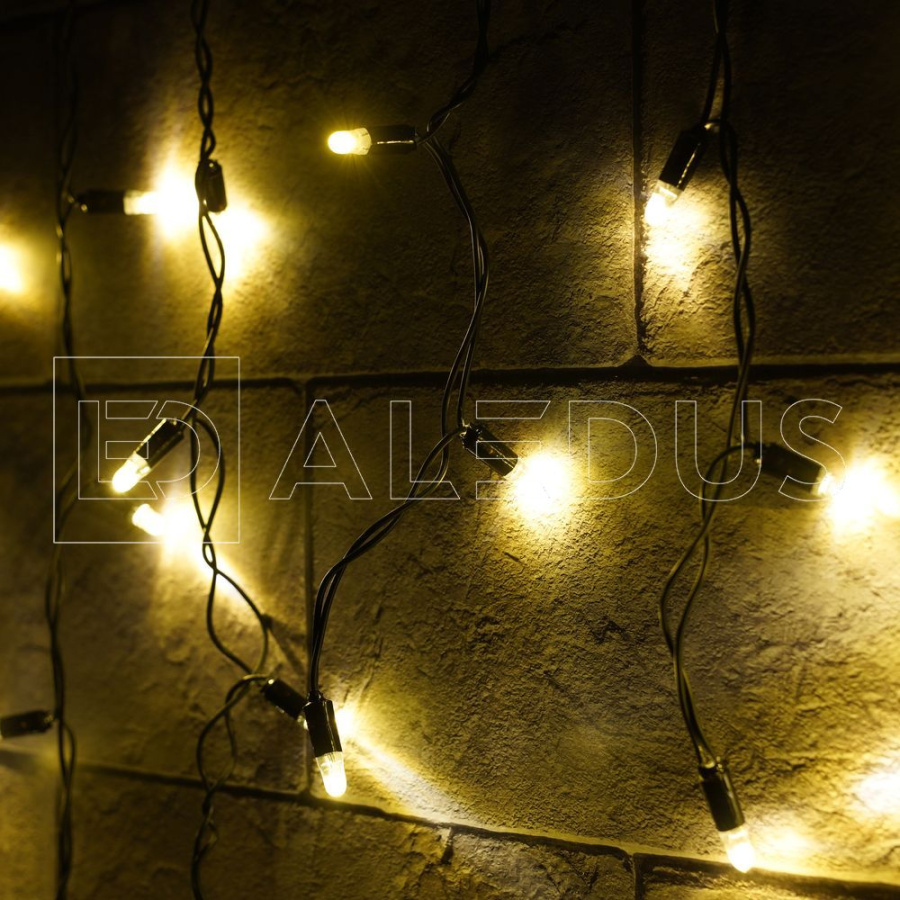 Бахрома (Айсикл) ALEDUS, 220 В, 3x0.5 м, черный провод, резина, теплый белый, без мерцания