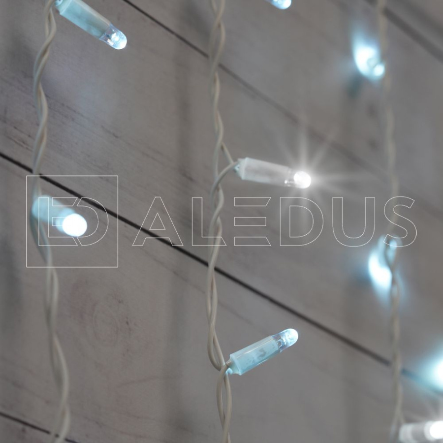 Бахрома (Айсикл) ALEDUS, 220 В, 3x0.9 м, IP65, белый провод, белый, с мерцанием