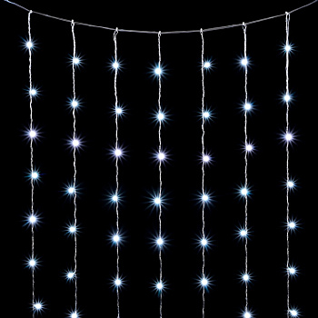 Гирлянда Занавес Облегченный 2 x 2 м Белый 220В, 400 LED, Провод Прозрачный ПВХ, IP54