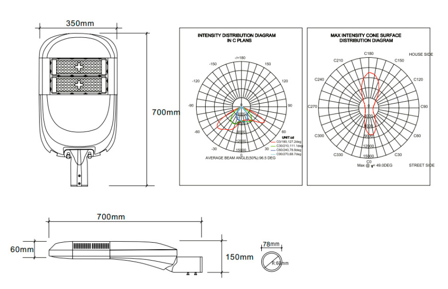 Плафон Street light  G7201 LED 100W  4000K IP65  Цвет: Серый