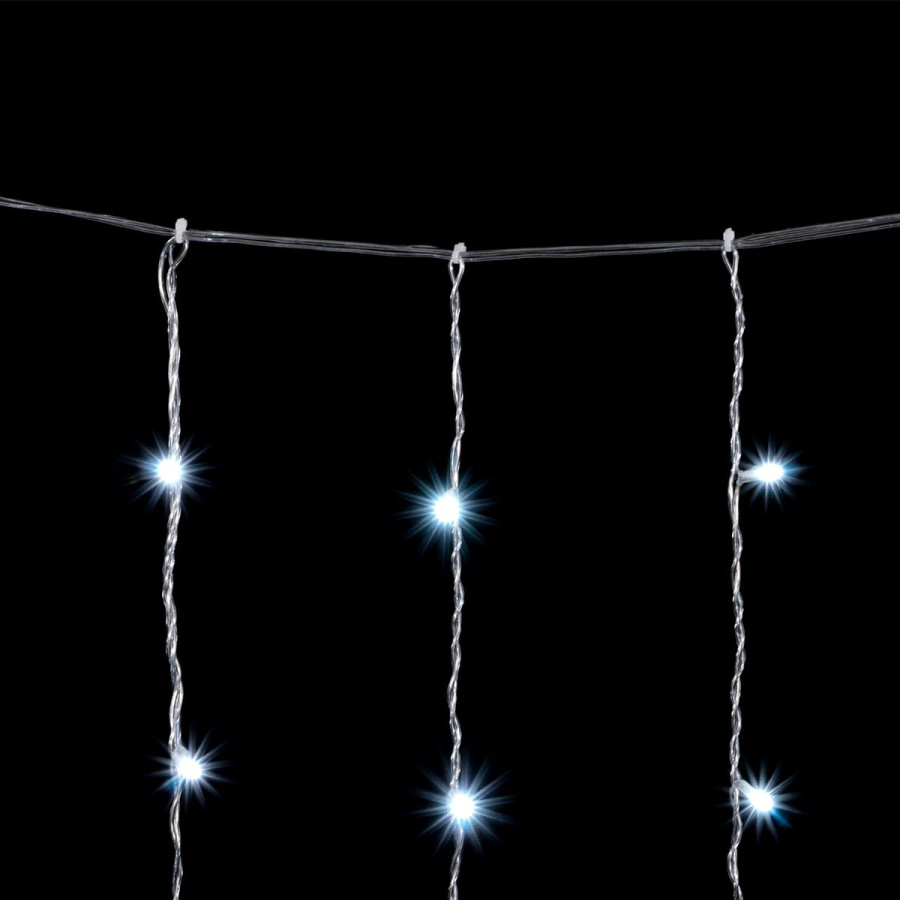 Гирлянда Занавес Облегченный 2 x 3 м Белый 220В, 600 LED, Провод Прозрачный ПВХ, IP54