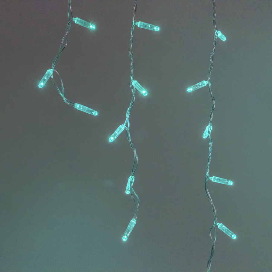 Гирлянда Бахрома с Колпачком 3,1 x 0,5 м Аква 220В, 120 LED, Провод Прозрачный ПВХ, IP65