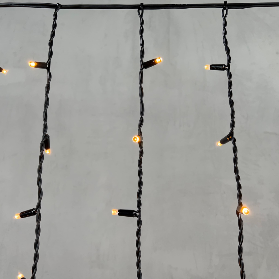 Гирлянда Бахрома 3,2 x 0,9 м Экстра Тепло-Белая 220В, 168 LED, Провод Черный Каучук, IP65